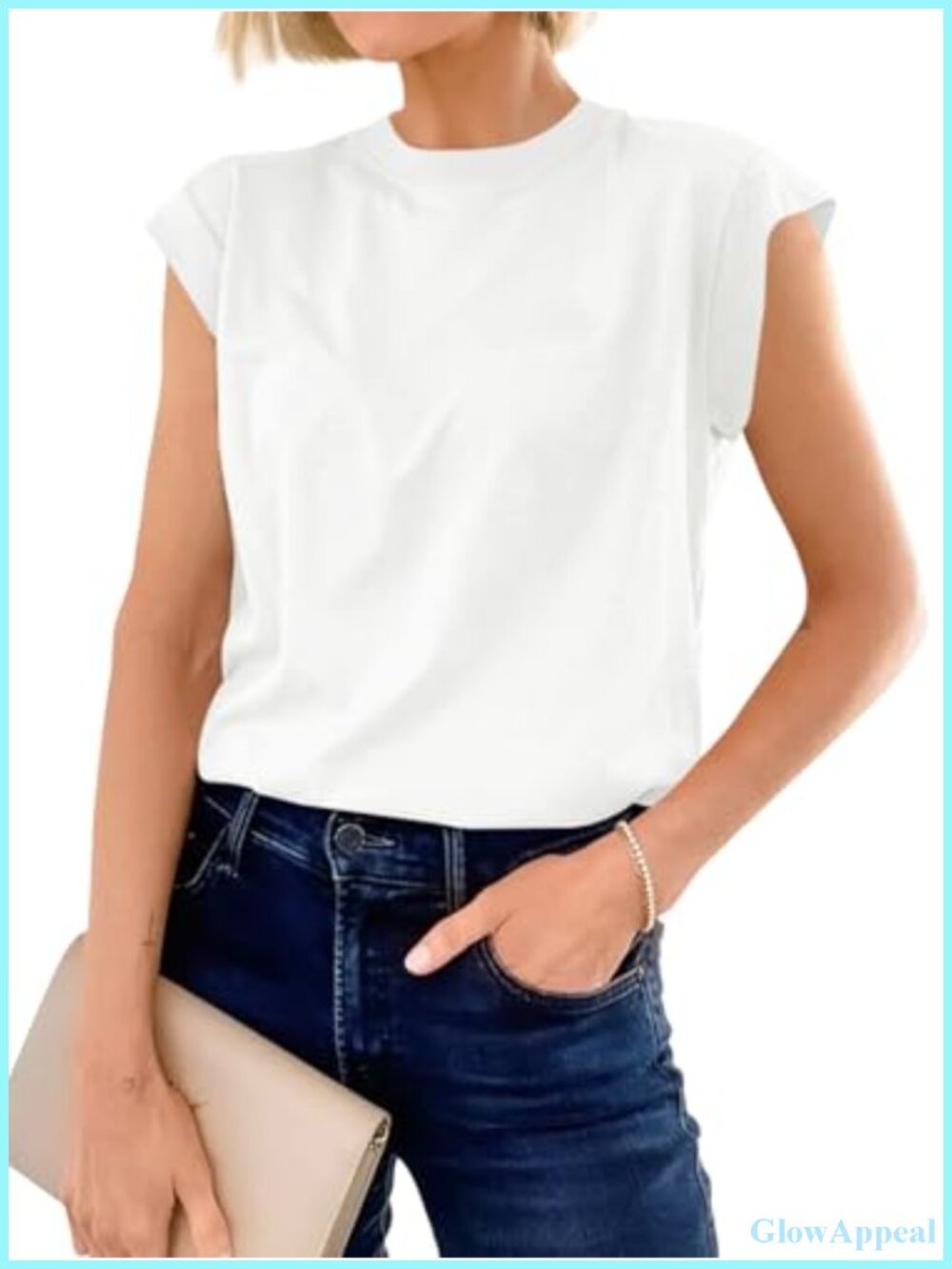 Women's Cap Sleeve Cotton T-Shirt Casual Summer Loose Fit Crew Neck Tee